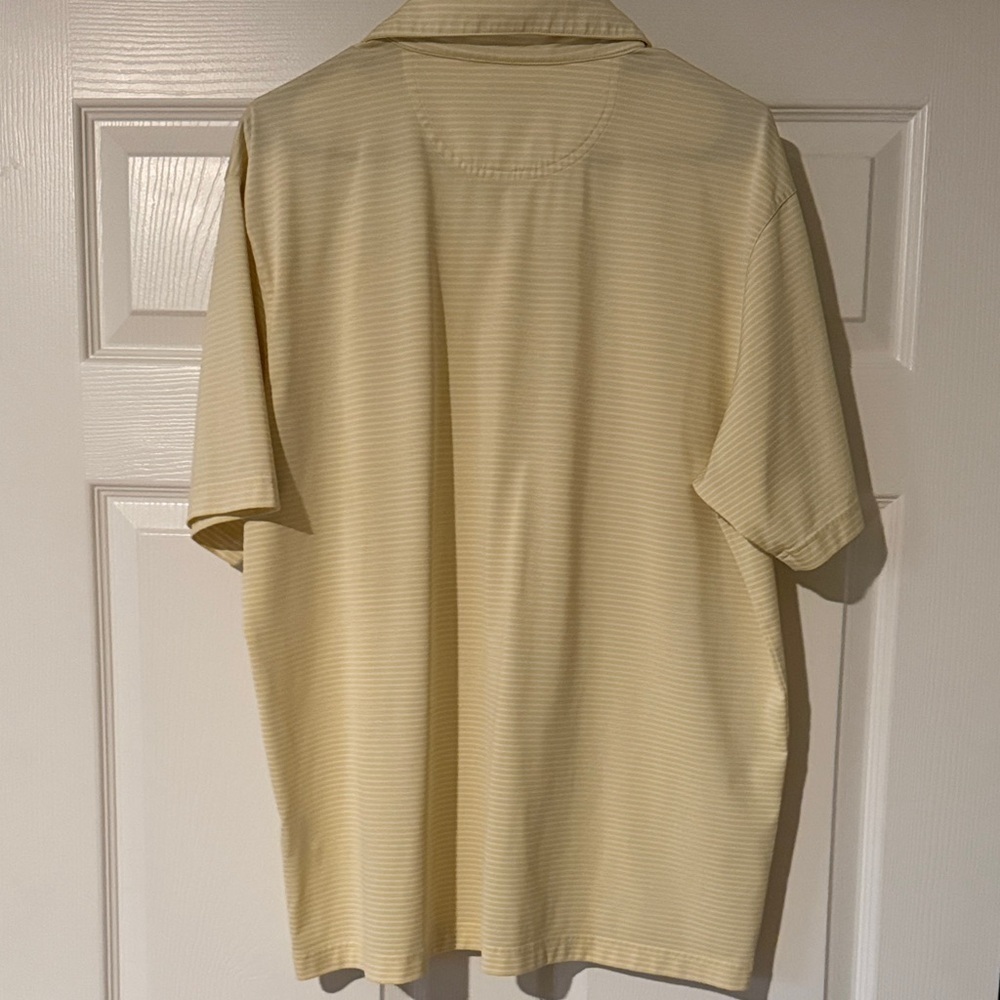 PGA Authentic Men's Yellow and White Striped Golf Polo Shirt - Picture 4 of 4